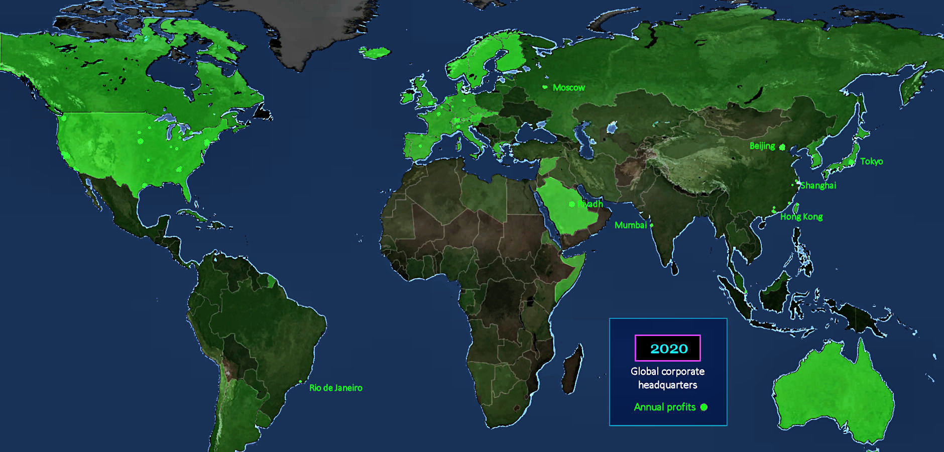 Global 100 profits, 2020 map
